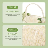 Wedding Ceremony Decoration Flower Girl Basket Rustic with Handle Petal Handheld Small Bowknot Fabric Stunning 2