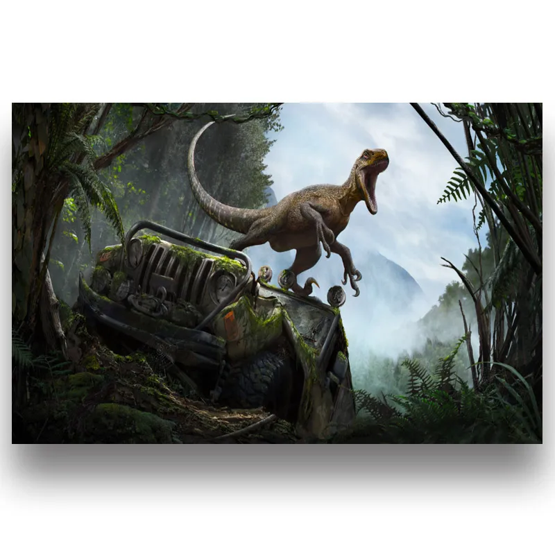 레트로 가스 자동차 숲 공룡 사용자 정의 3D 벽화 벽지, 자체 접착 벽지, 침실, 거실, 소파 배경 벽