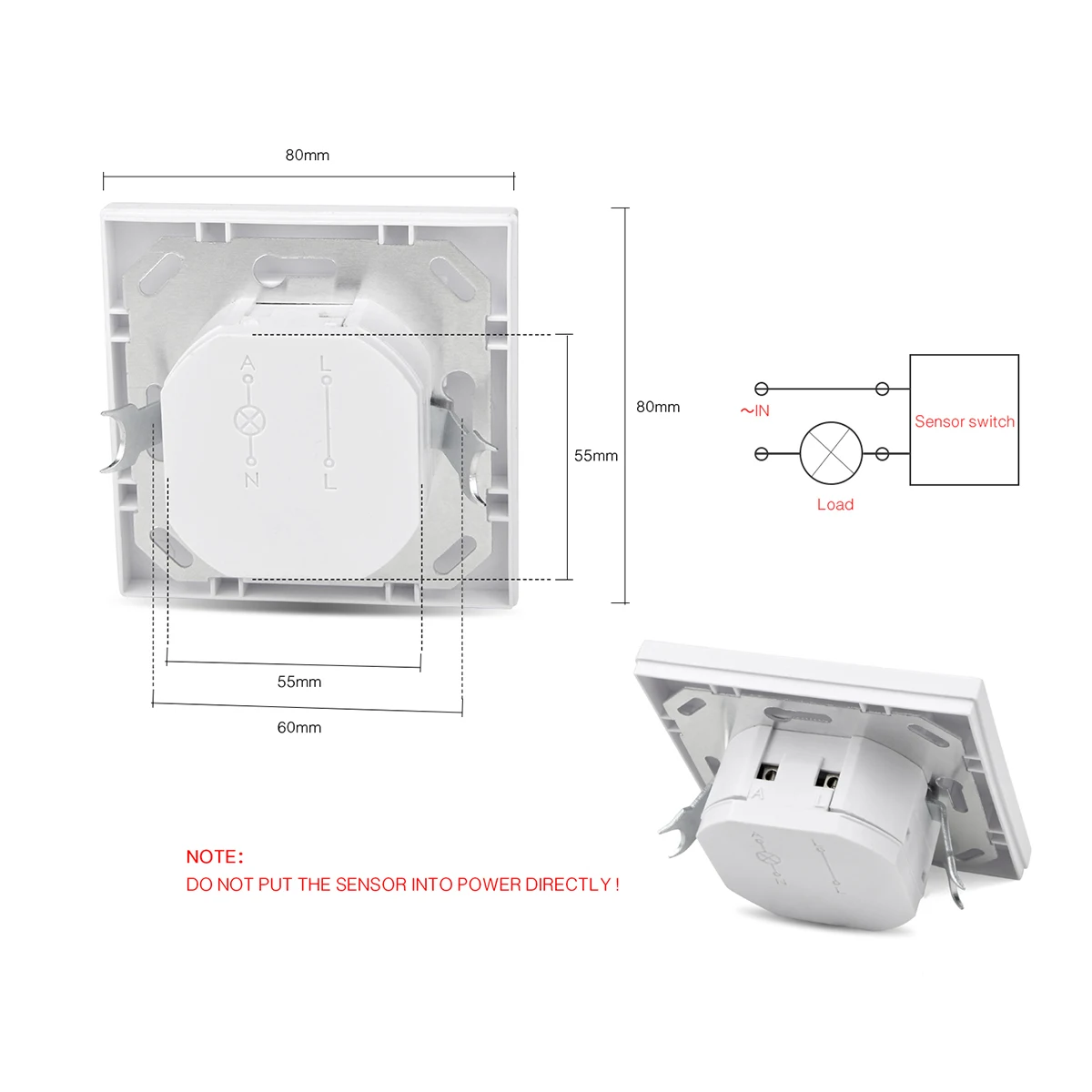 PIR 적외선 모션 센서, LED 램프 전구용 자동 리세스, 벽걸이 센서, 모션 라이트 스위치 ON/OFF, AC 110V-240V