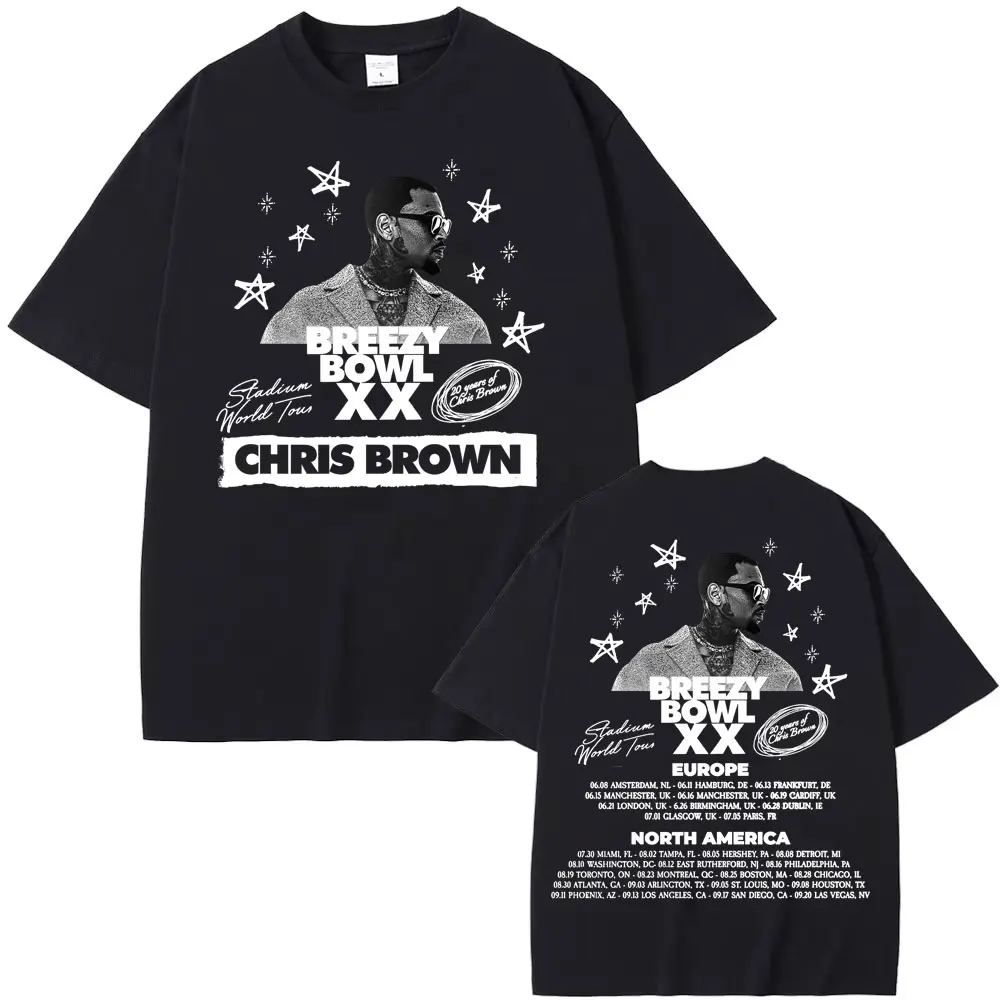 2025 Chris Brown Tour Breezy Bowl XX Album Tour T Shirts Men's