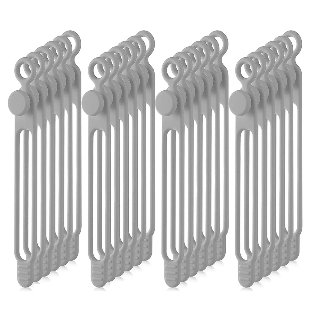 

40Pcs Silicone Cable Straps Wire Organizer for Earphone, Audio, Reusable Fastening Cable Ties Cord Organize(Gray)