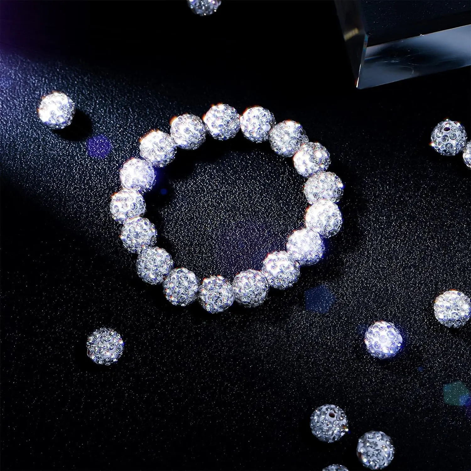 50pcs White Rhinestone Beads Polymer Crystal Spacer Bead For DIY Necklace Bracelet Jewelry Making Accessories Supplies Wholesale