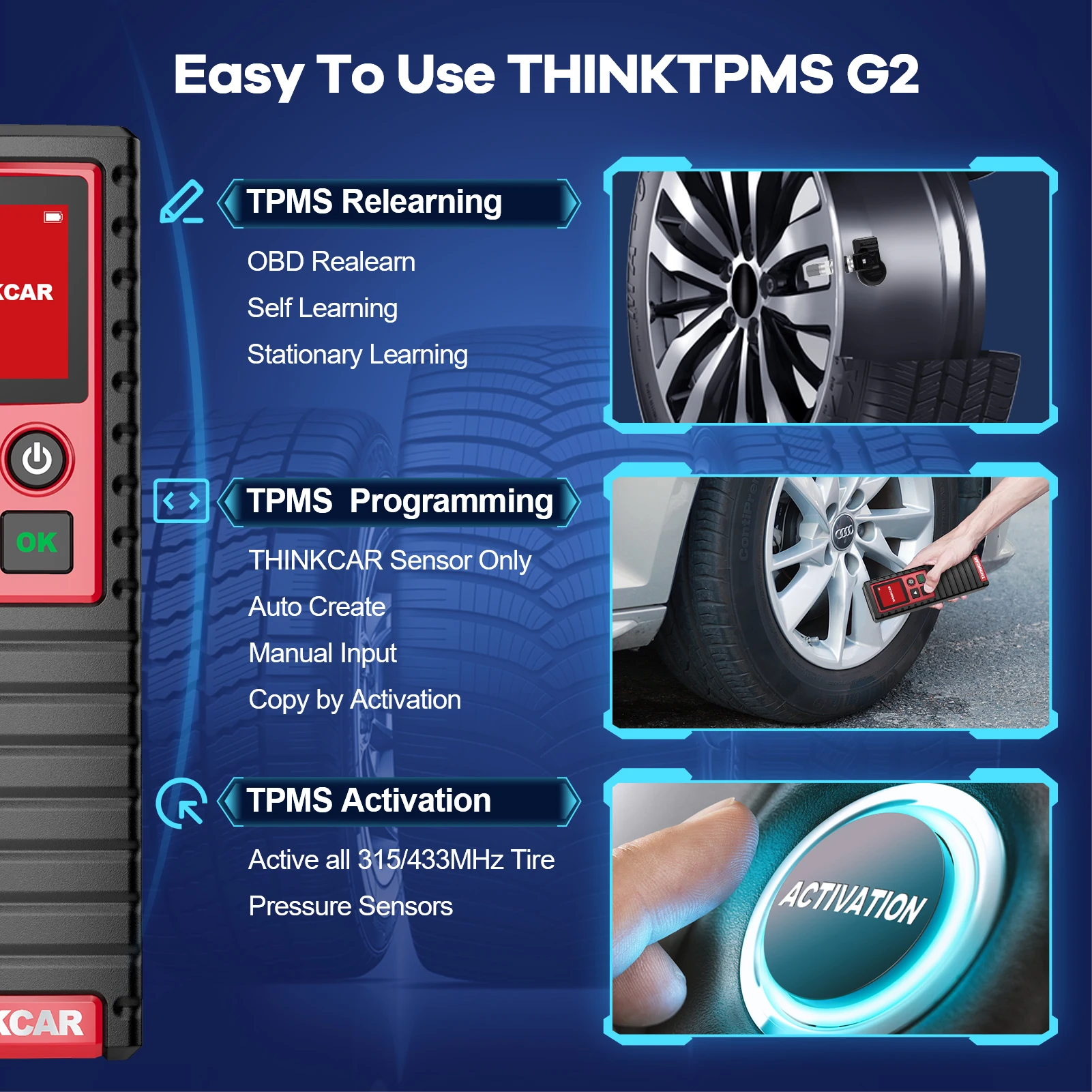 THINKCAR THINKTPMS G2 TPMS ڵ Ÿ̾ з   ڵ TPMS  Ȱ α׷ н ˻ ڵ ׼