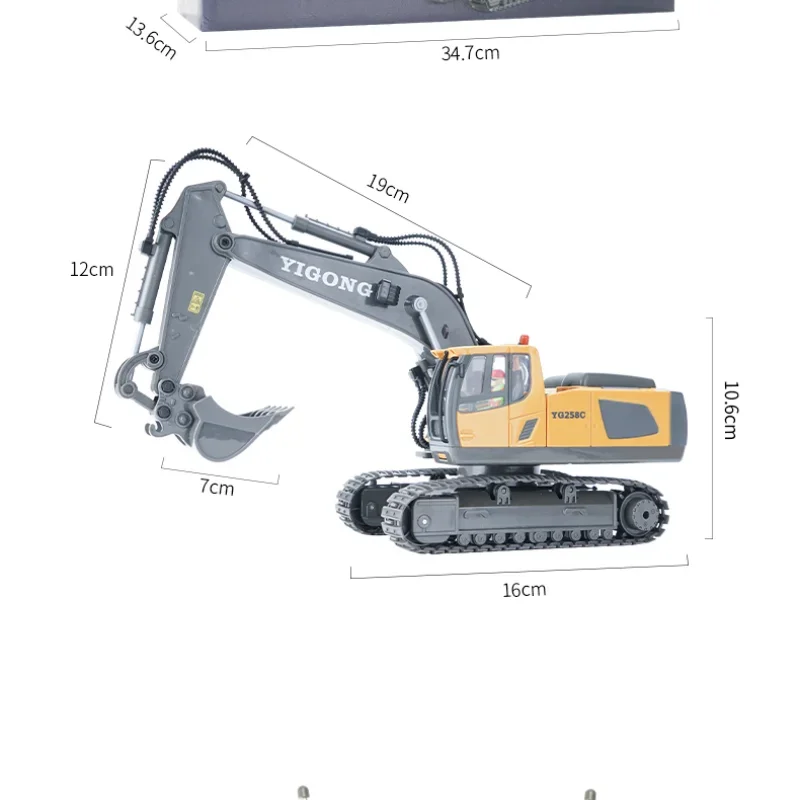 Rc Excavator 1/20 Cars Trucks Alloy with Light Remote Control Construction Vehicle Crawler Multifunctional Toy Car Boy Kids Toy