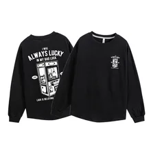 

Hip Hop Loose Men's Sweatshirt Spring and Autumn Pure Cotton Printed Bottoming Shirt O Neck Mens Top