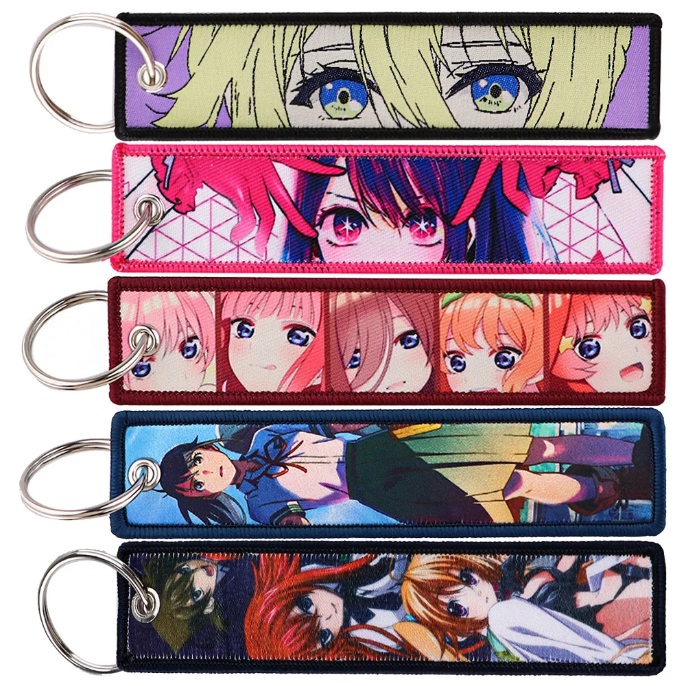 

Embroidered Cool Key Tag Keychains Women Japanese Anime Keychain for Car Motorcycles Keys Keyring Men Holder Jewelry Gifts