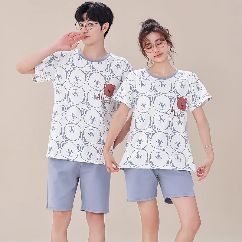 

2 шт./комплект, Хлопковая пижама с коротким рукавом и шорты