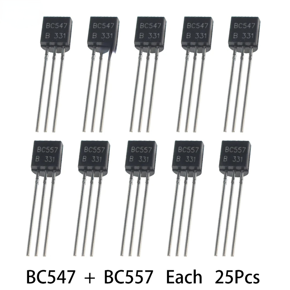 50PCS Transistors BC547 BC557 each 25pcs Transistor Kit bc557 bc547 Transistor NPN PNP DIY Electronic Kit