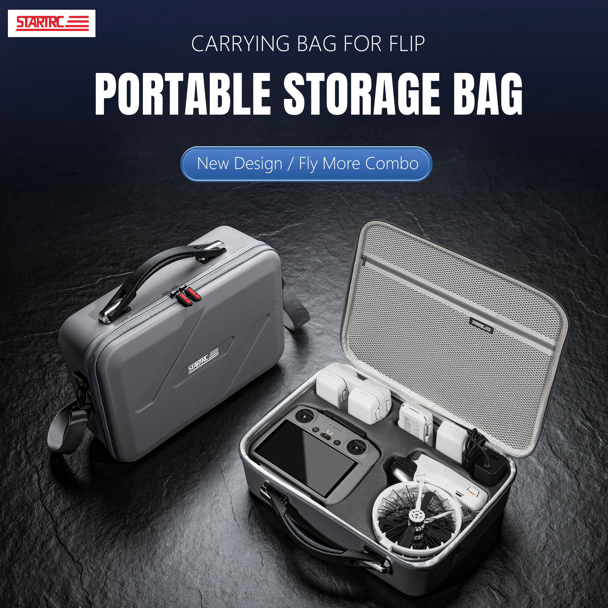 Flip Drone Case for DJI Flip Fly More Combo,Portable PU Leather Shoulder Bag Can Organizes RC2/RC-N3 Remote