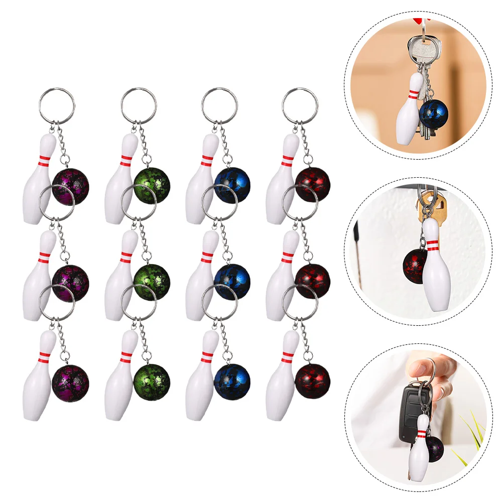 

12Pcs Small Bowling Keychains Mini Keychain Keepsakes Bowling Match Keychains Sports Key Rings