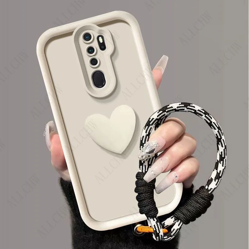 Love Heart 3D Hand Strap Soft Silicone Matte Back Cover Phone Case