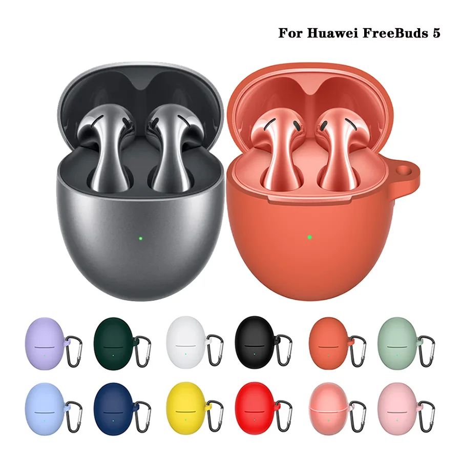 

For Huawei FreeBuds 5 Case Shockproof Silicone Earphone Cover Solid Color Hearphone Accessories Box FreeBuds5 cover