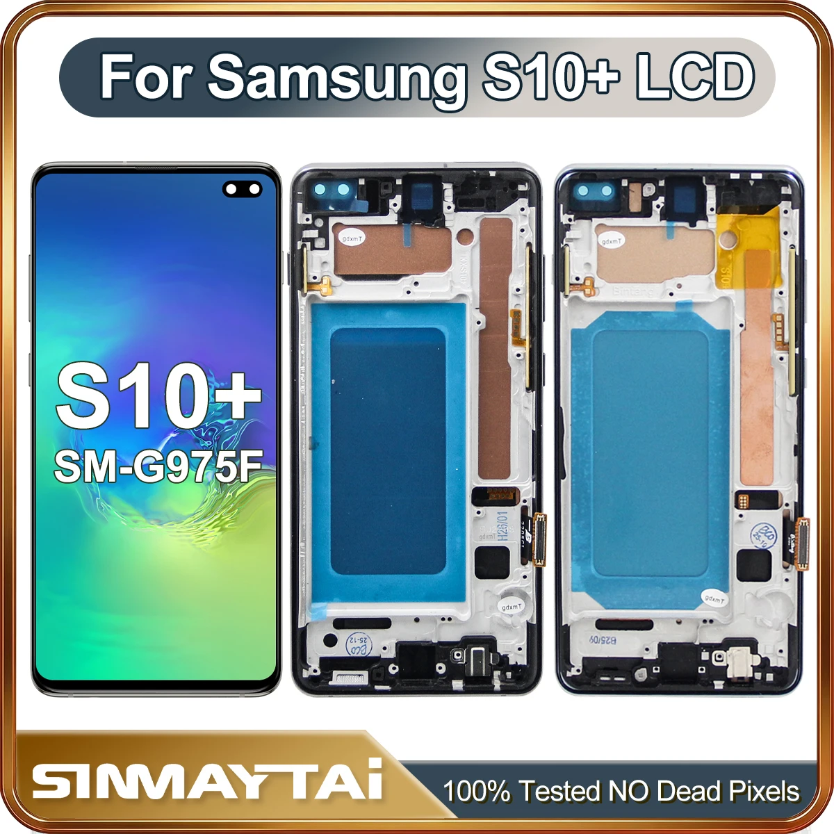 Schermo TFT da 6,4 pollici S10+ per Samsung Galaxy S10+ S10 Plus, display LCD touch screen digitalizzatore SM-G975F G975U con telaio