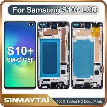 Schermo TFT da 6,4 pollici S10+ per Samsung Galaxy S10+ S10 Plus, display LCD touch screen digitalizzatore SM-G975F G975U con telaio