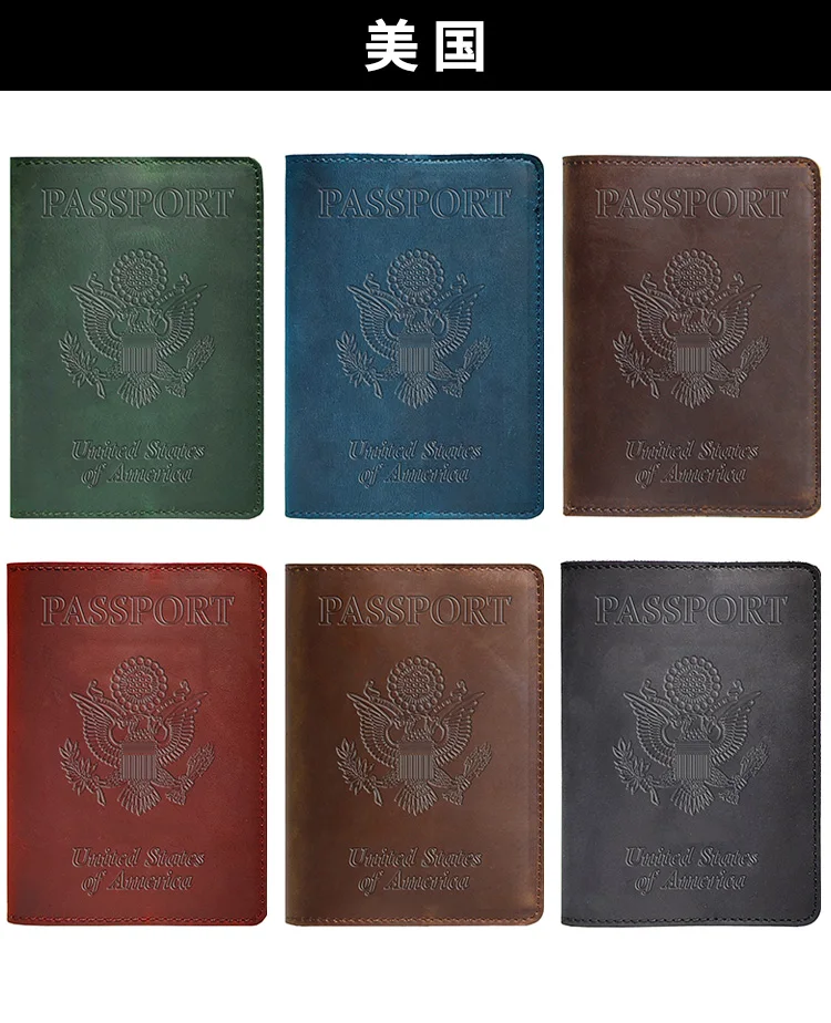 Étui pour passeport des États-Unis, emblème américain, cuir