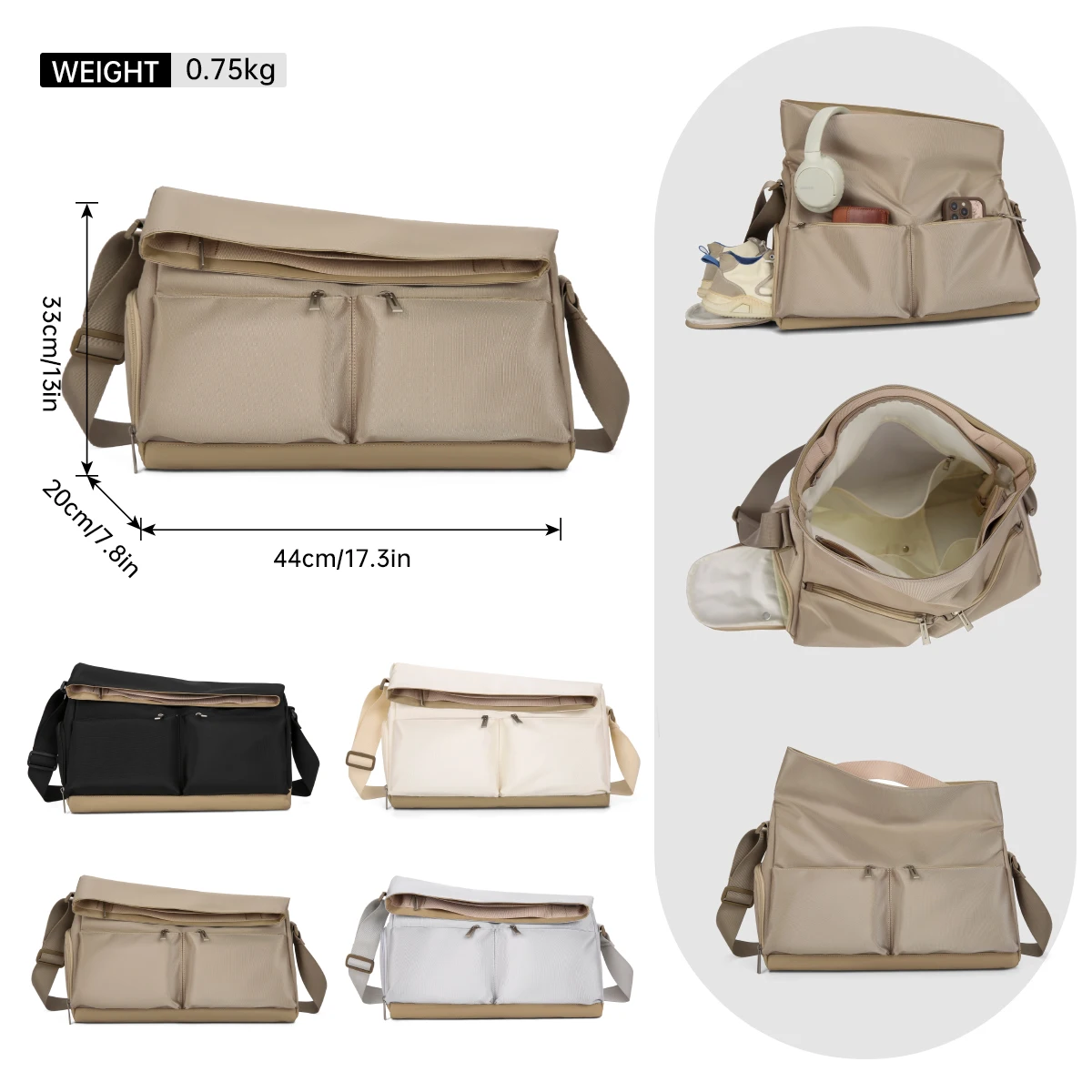 Canvas Bag for Women, Large Capacity Storage Travel Bag, Versatile Crossbody Bag, Casual Tote Bag, College Student Shoulder Bag, Gym Bag