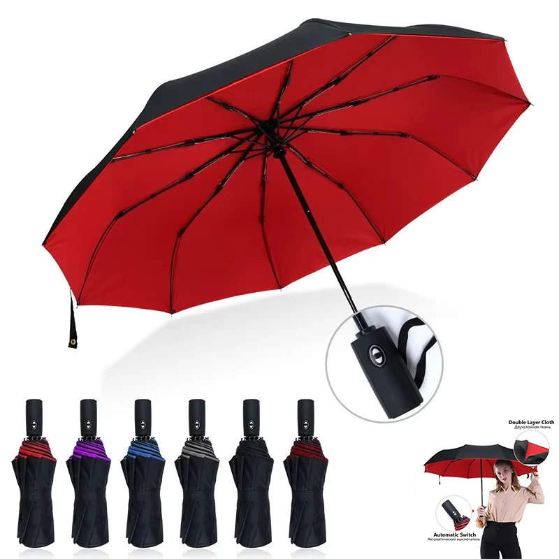 Reinforced 10-Bone Umbrella Men's Business Strong Durable Wind-resistant Umbrella Anti-UV Sunscreen Women Sunny Protect
