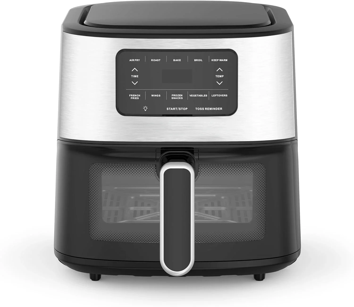 

Stainless Steel 6-Qt Air Fryer Oven - Dishwasher-Safe Parts with 5 Presets for Roasting, Baking, and Broiling