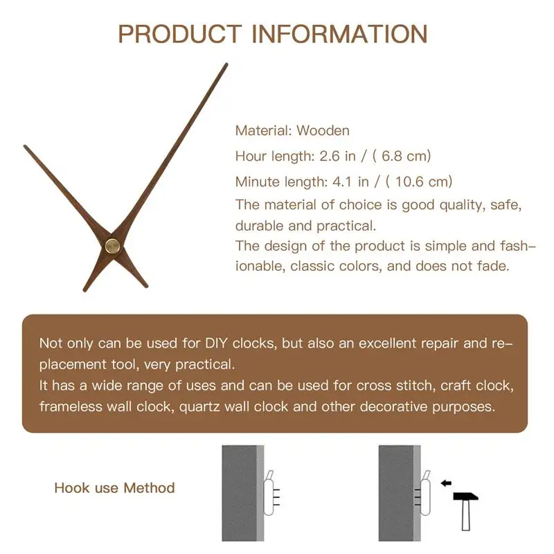 Wall Clock Movement, Quartz Clock Movement, Clock Accessory Kit 5 Sets Clock Hands Mechanism Diy Movement Kit Parts Wall Wooden Replacement Repair Supplies 3D Motor Quartz Accessories Pointer