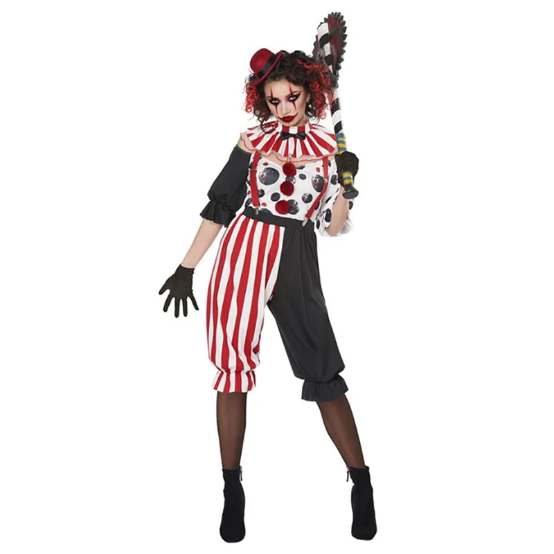 

Purim Women Masquerade Horror Clown Evil Vampire Fancy Dress Halloween Carnival Party Funny Circus Joker Cosplay Costume