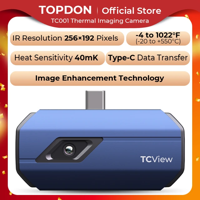 TC001 Cámara térmica para Android, 256 x 192 IR de alta resolución, cámara  de imágenes térmicas, cámara termográfica - precisión de temperatura