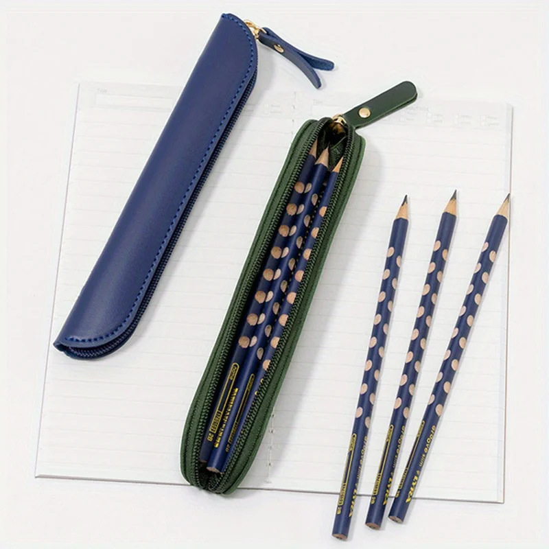 Sleek PU Leather Zippered Pencil Case and Stationery Holder