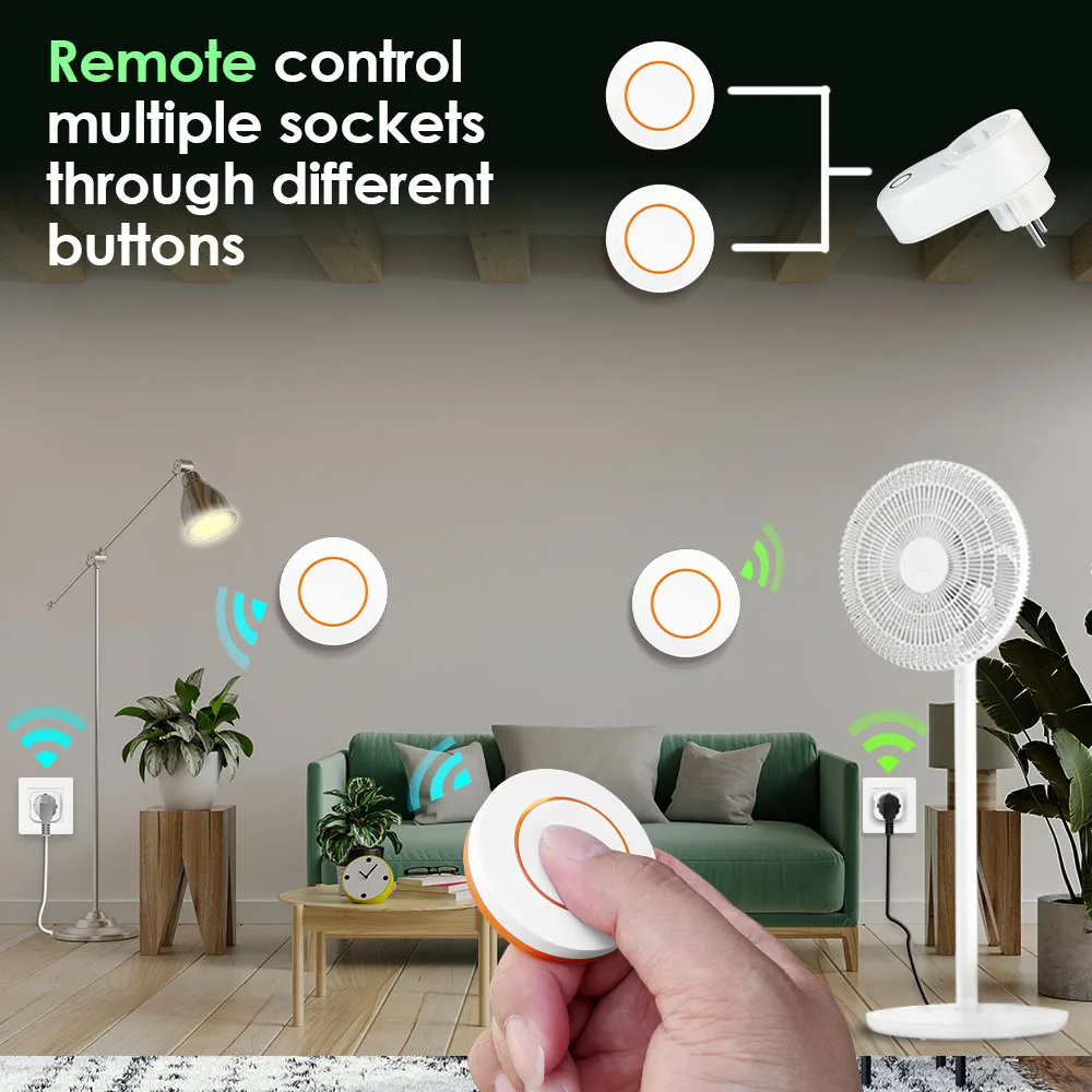 AC 220V 15A 무선 원격 제어 전기 소켓 스위치 433mhz Rf 콘센트 EU 플러그 라운드 송신기, LED 가전 제품