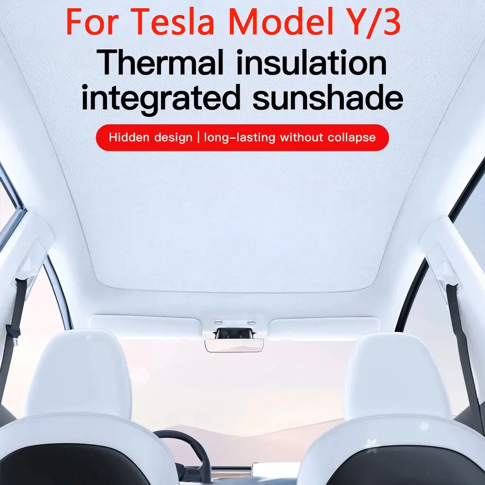 

Sunshade Sunroof Car For Tesla Model 3 Y 2021-2024 Upgrade Ice Cloth Buckle Sun Shades Glass Roof Front Rear Skylight