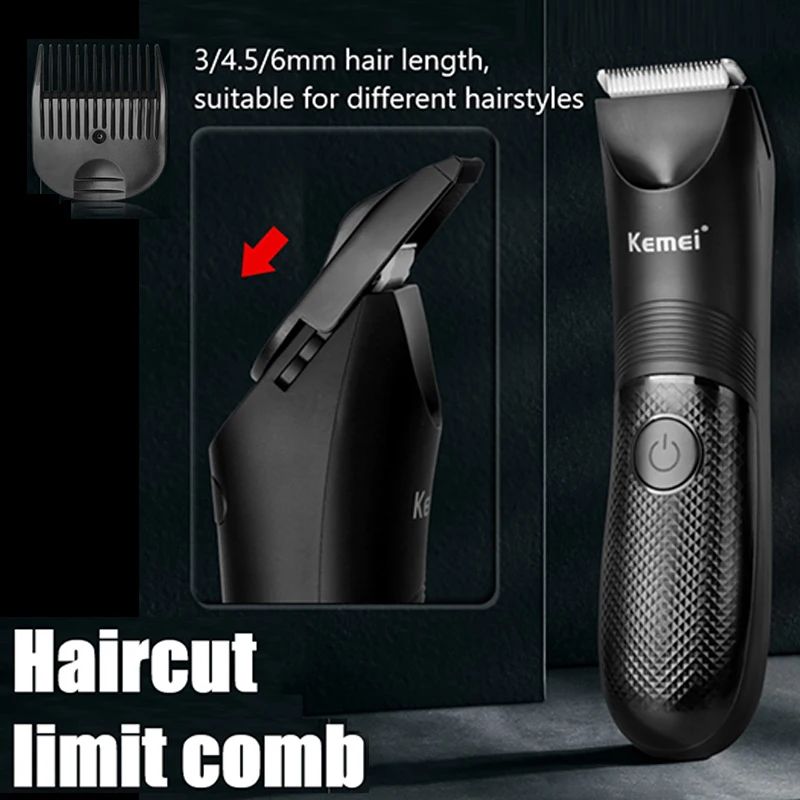 Kemei Washable Groin Body Trimmer for Men Women Electric Face Beard Hair Trimmer Rechargeable Pubic Ball Shaver Body Groomer