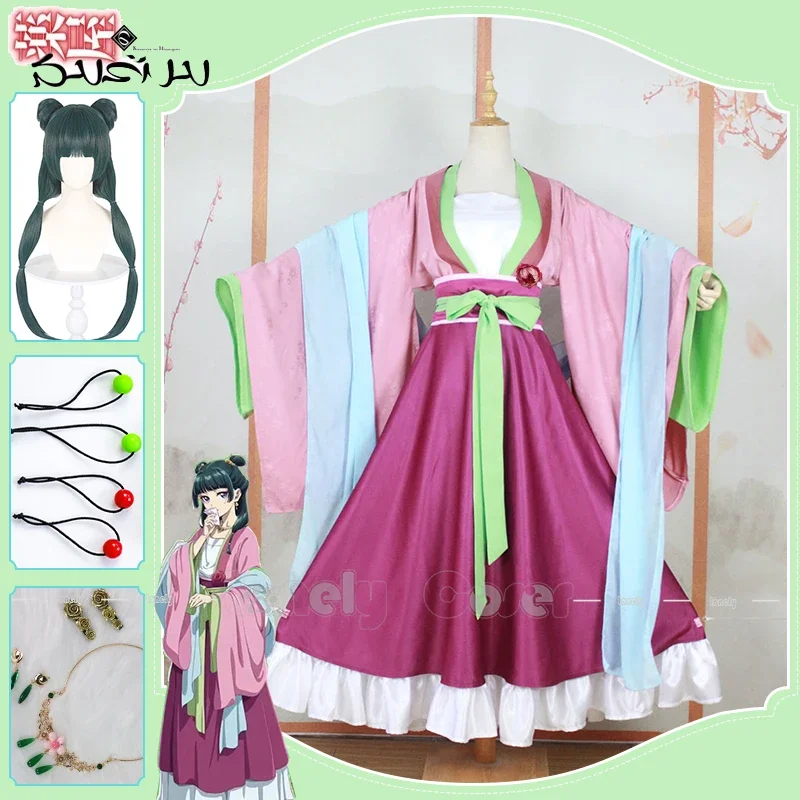 Maomao Costume Cosplay Anime The Apothecary Diaries Hanfu Antiquariato Uniforme Collana Orecchini Forcine Ragazze Donne