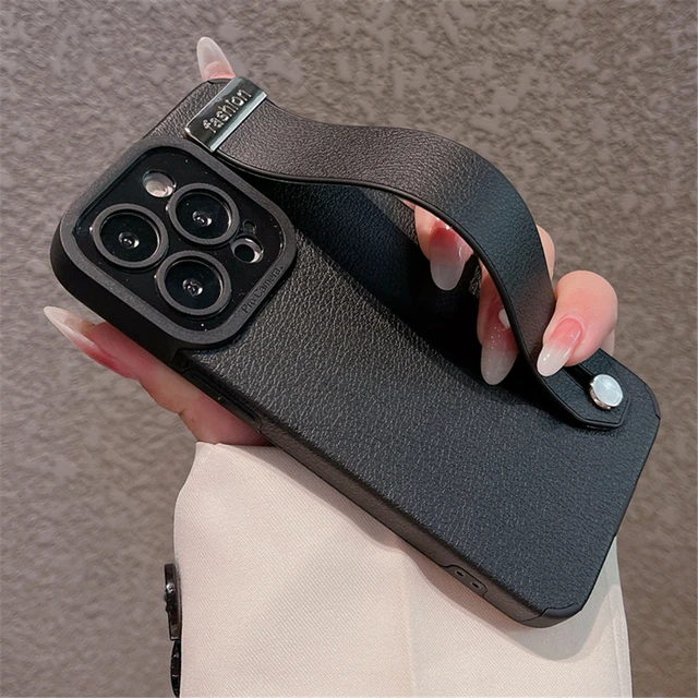 Luxury Leather Wrist Strap iPhone Case