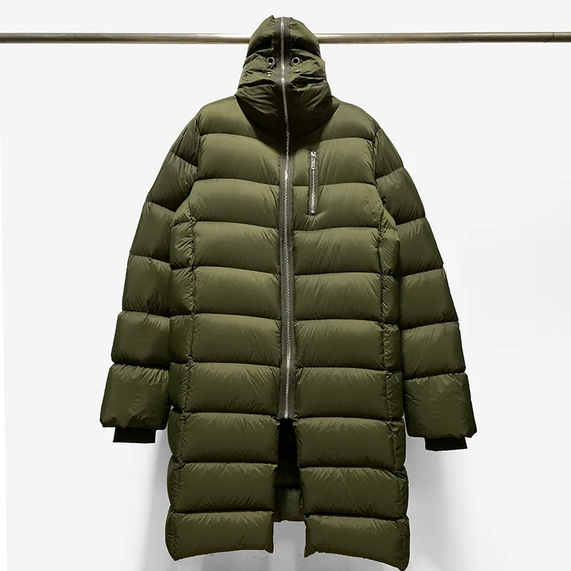 

RO Men's Cotton Suit Long Women's Cotton Suit Shark Head Zipper Warm Men's Hooded Cotton Suit Men's Goose Down Down Jacket