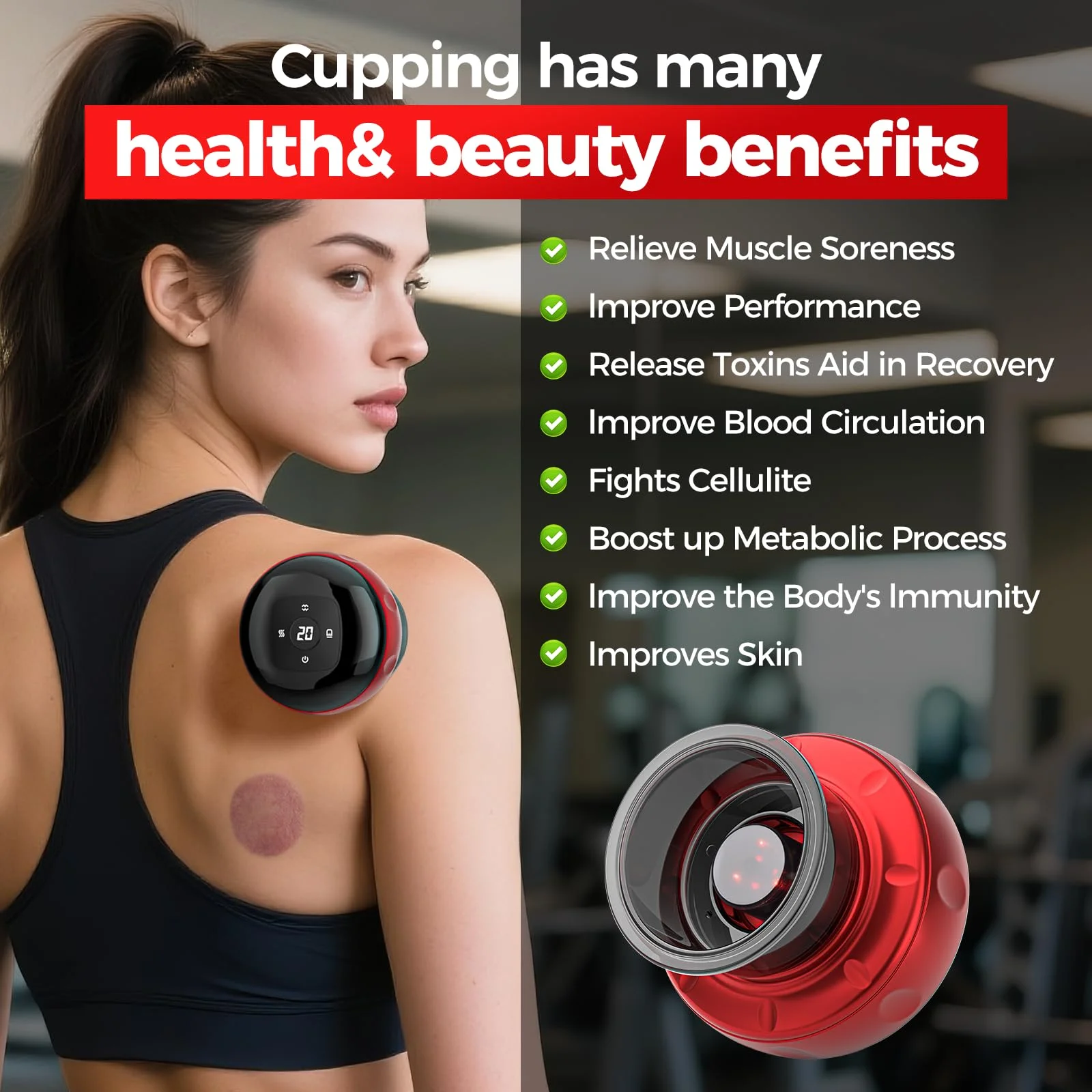 Cupping Set Recharge Electric Vacuum Cupping Therapy Skin Scraping Massage Guasha Wireless Slimming Body Fat Burner 6/12 Level