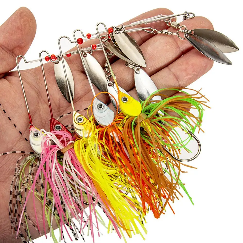 Wobbler Spinnerbait Spinners Spoon Jig Bait Double Willow Blade Needle Stinger Hook Spoon Wire Bait Per Luccio Peche Bass Trout