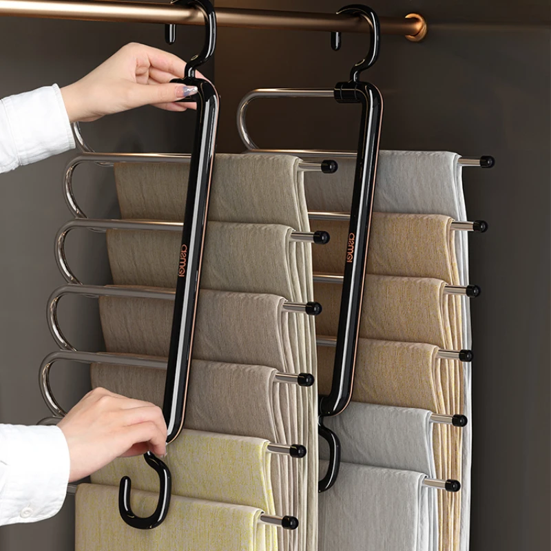 

Folding Trouser Hangers Multi-Layered Multi-Functional Pants Storage Household Clothing Rack Efficient Space Management