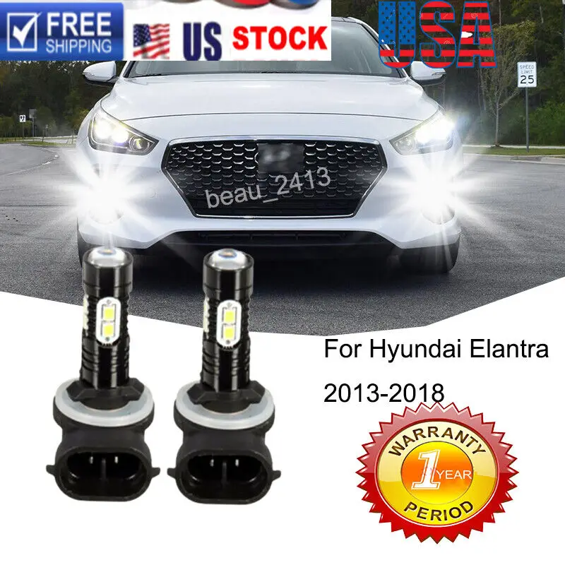 

2x Replacement 100W White 881 LED Fog Light Bulbs For Hyundai Elantra 13-2018