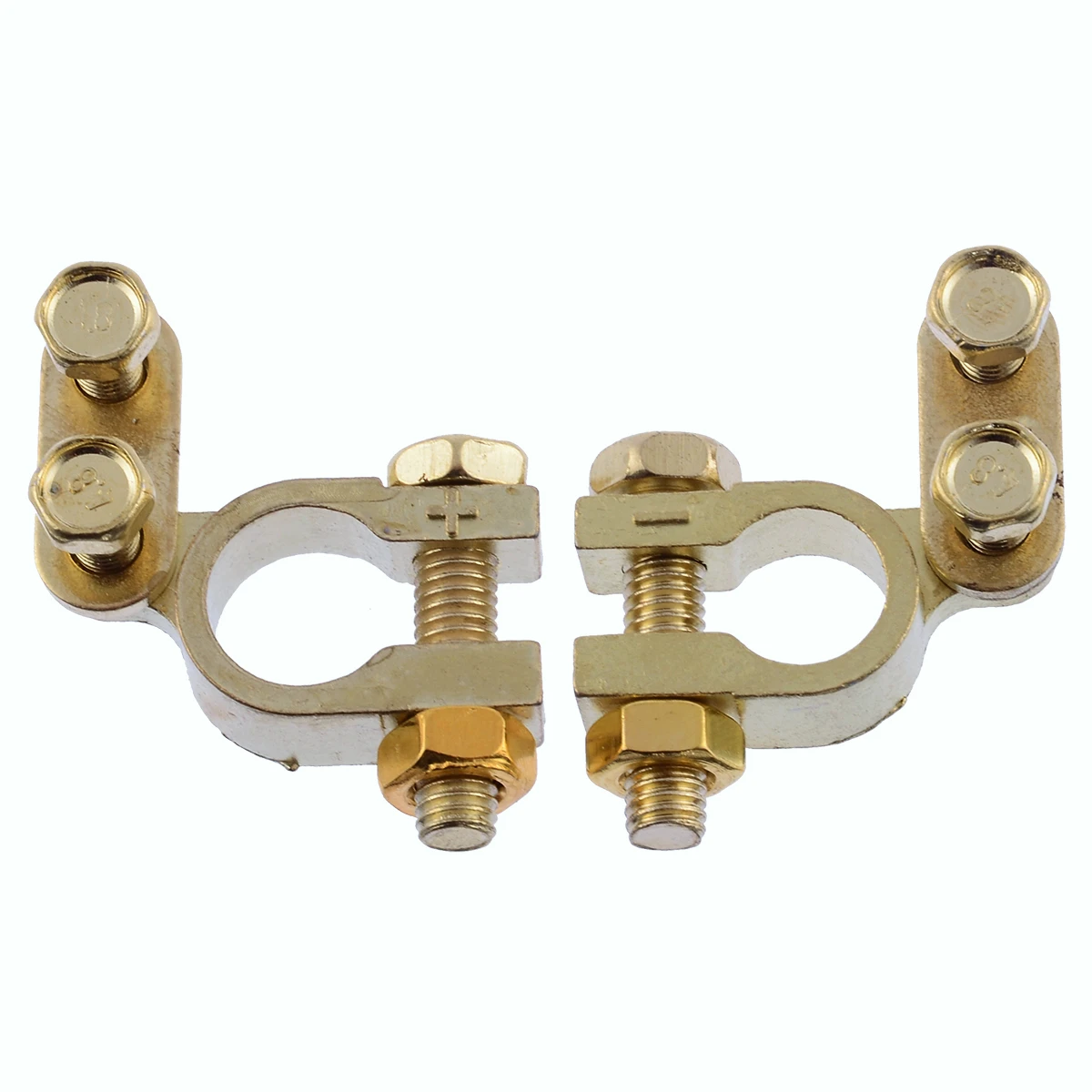 Car Battery Terminal 2pcs 5mm Positive 34mm Negative Gold Plated Universal Auto Metal Battery Terminals