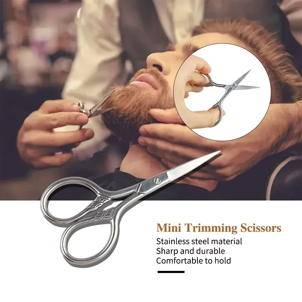 Set di pennelli da barba da uomo Pettine da barba multifunzionale Mini forbici Setola di cinghiale Pennello da barba Baffi per il viso Strumento portatile quotidiano per la cura - immagine 5