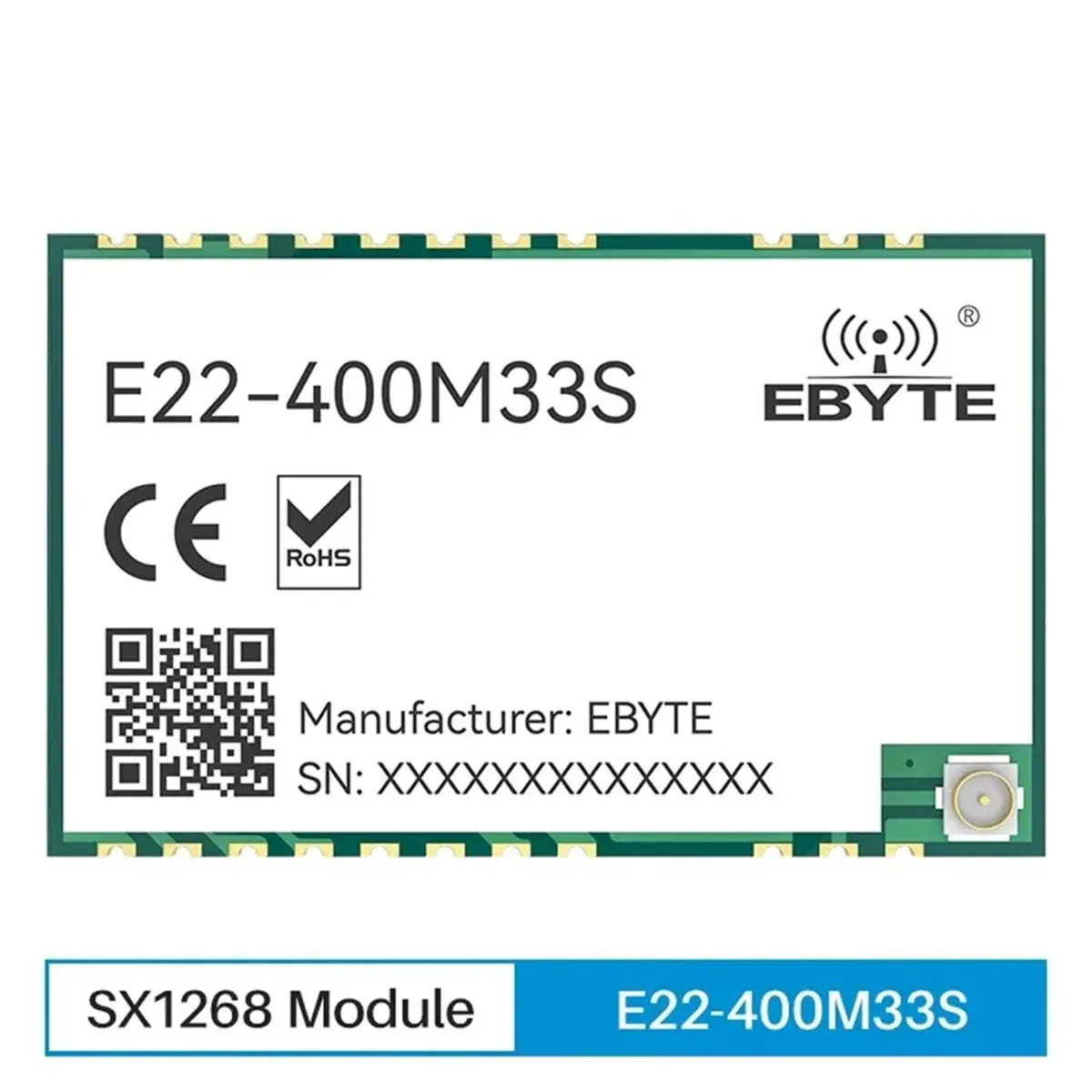 ABGN SX1268 433MHz Lora 무선 트랜시버 모듈 E22-400M33S 저전력 33dbm 장거리 16KM SMD/스탬프 홀