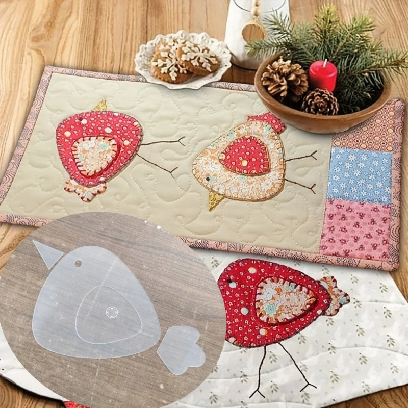 12pcs 아크릴 스티칭 템플릿 수제 장식 플레이스 매트 및 공예품을위한 투명 패브릭 치킨 패턴 퀼트 도구