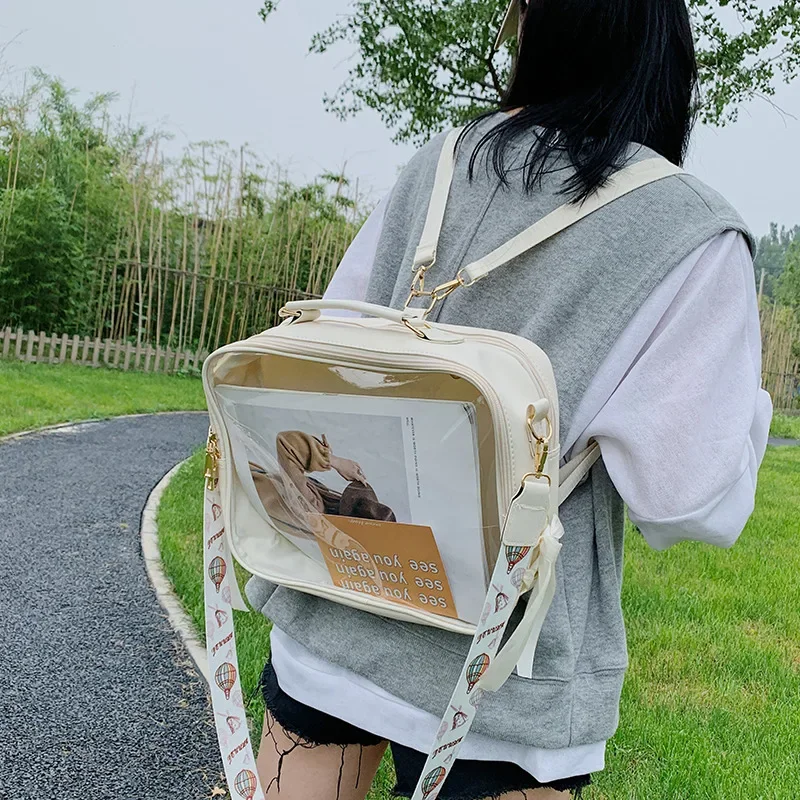 clear mini backpack ita Double Window Candy PU Leather Bag Custom Clear Ita Backpack -
