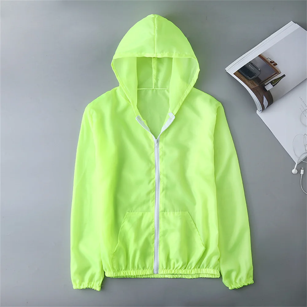 Summer Ice Silk Sunscreen Clothing Women's Solid Color Ultra-thin Breathable Quick-drying Outdoor Men's Waterproof Hooded Jacket