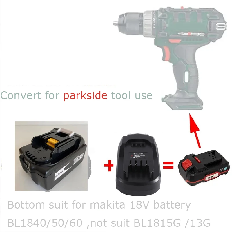 Adaptor for Makita 18V battery converter for Parkside X20V Lithium Ion Tool Battery Adapter Power Tool Accessories 1pcs battery adapter converter for makita 18v lithium to for parkside x20v power tools accessories not include tools