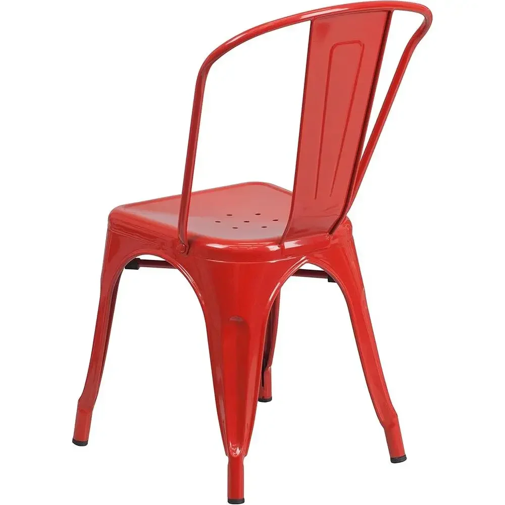 Commercial Grade Red Metal Stackable Chair Indoor Outdoor Lightweight Durable Heavy Duty Steel Frame No Assembly Required 6