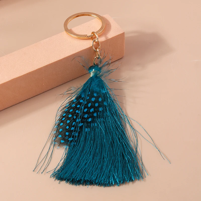 Pretty Tassels Feather Keychain Women Girl Key Ring Pendants for Handbag Decor DIY Handmade Jewelry Gifts