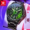OLEVS Luxury Wheel Men's Watch Waterproof Rotary Sport Car Rim Man Quartz Watch High Quality Fashion Best Selling Luminous Watch 3