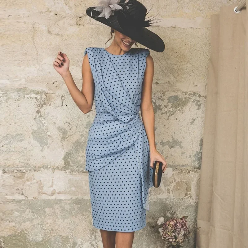 

Женское винтажное платье в горошек, без рукавов