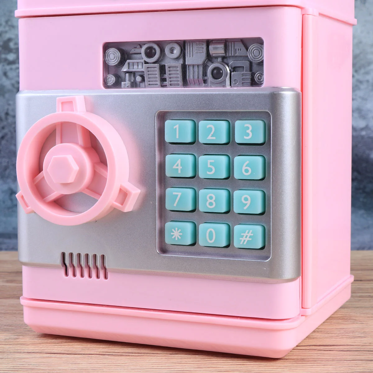 Children's Money Saving Bank Deposit Box Intelligent Voice Mini Safe and for Kids with Pass Code (Pink, Button Random Color)