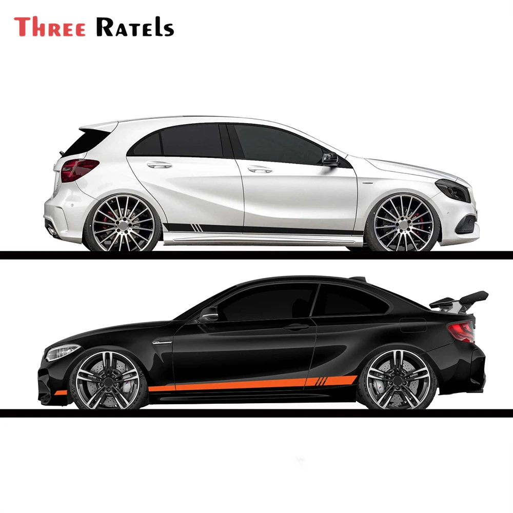 

Three Ratels FD27 2pcs/pair 220x8cm Car DIY Both Sides Sticker Race Stripes Camouflage Automobiles Products Wrap Vinyl Film