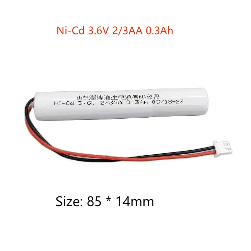 2pcs/lot Ni-Cd 3.6V 2/3AA 0.3Ah Rechargeable Battery Pack For Fire Emergency Light Indicator